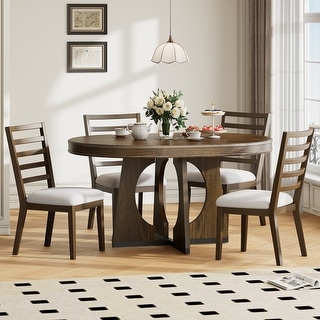 Geometric Base Dining Table, Extendable Round Kitchen Table Set with 16 ...